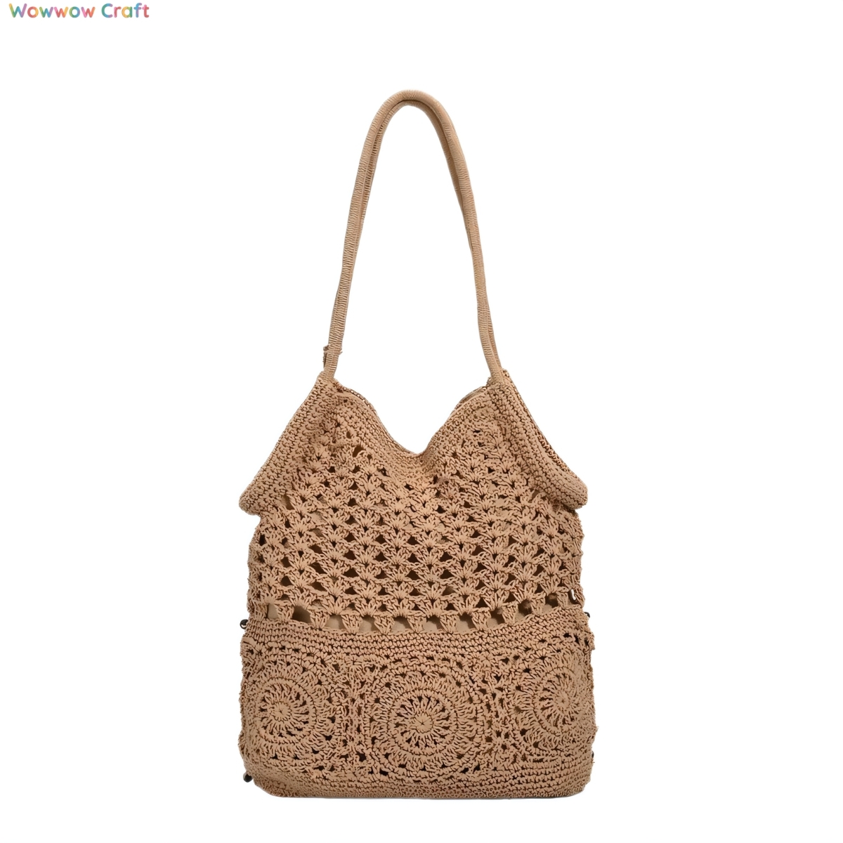 Shoulder Bags,Totes,Crochet Bags,Wooden Bead Tassel Crocheted Shoulder Bag - Handmade Crocheted Bag